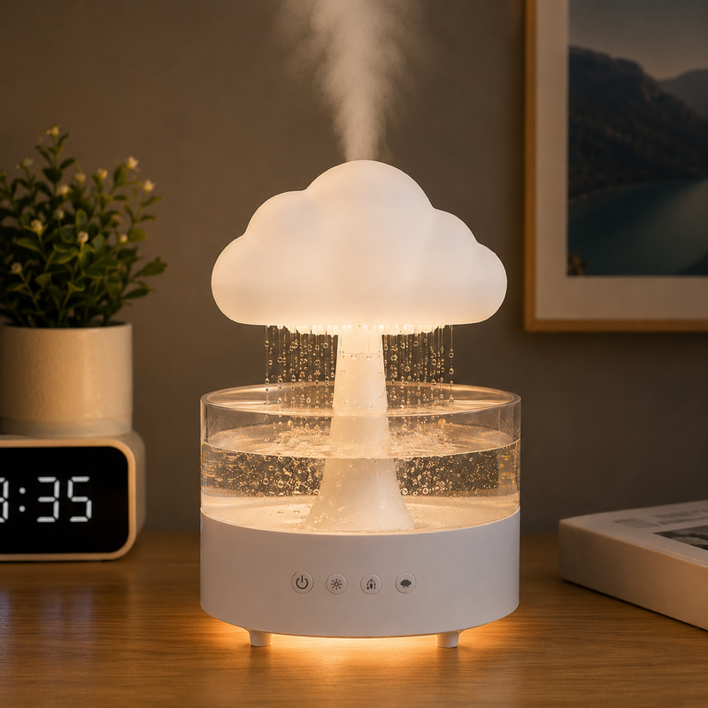Cloud Rain Humidifier & Essential Oil Diffuser with 7-Color LED Night Light