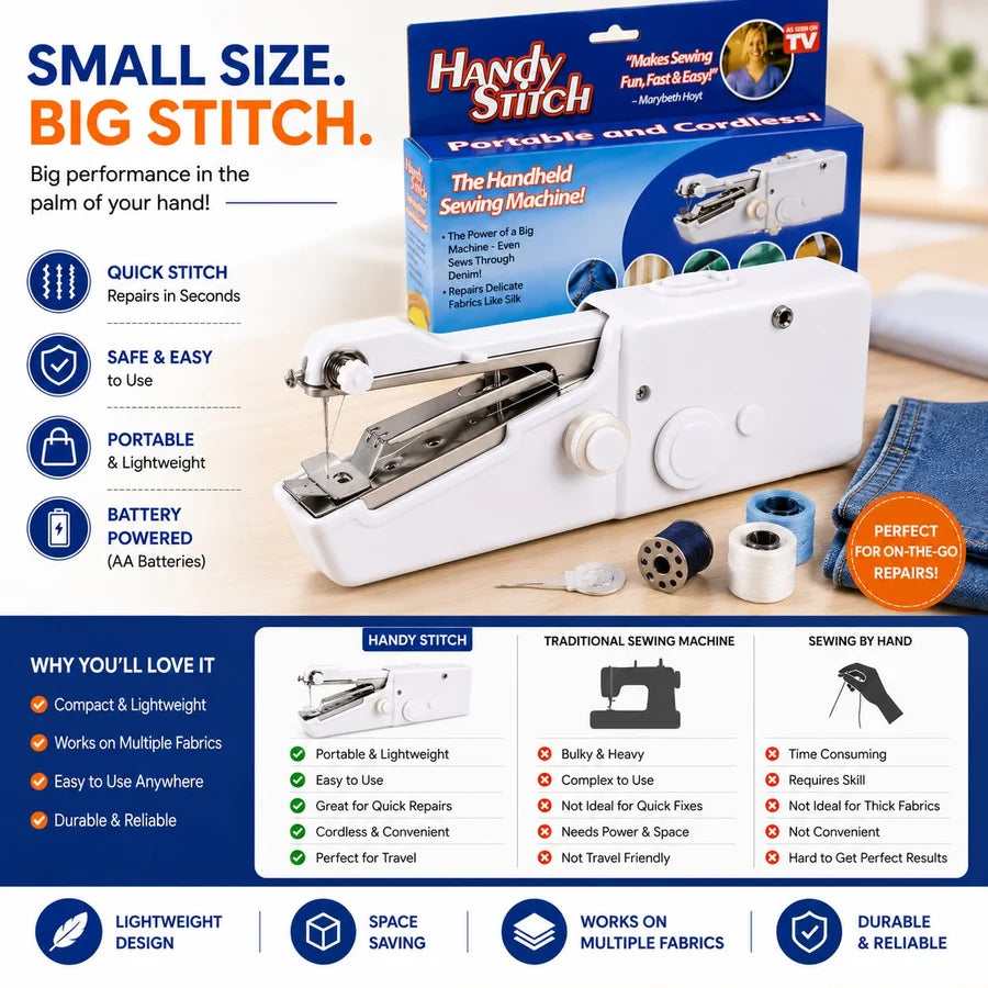 Portable Mini Stitch Machine – Handheld Quick Sewing Machine for Instant Clothing Repairs